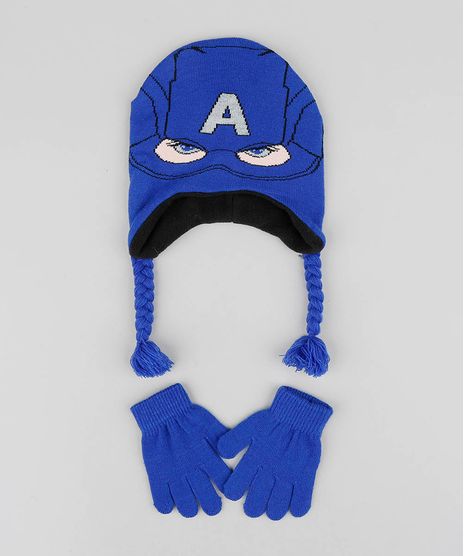 Kit-de-Gorro-Infantil-Capitao-America---Luvas-em-Trico-Azul-Royal-9361018-Azul_Royal_1