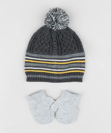 Kit-de-Gorro-Infantil-com-Pompom---Luva-em-trico-Cinza-Mescla-Escuro-9361226-Cinza_Mescla_Escuro_1 Kit-de-Gorro-Infantil-com-Pompom---Luva-em-trico-Cinza-Mescla-Escuro-9361226-Cinza_Mescla_Escuro_1