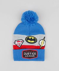 Kit-de-Gorro-Infantil-Liga-da-Justica-com-Pompom---Luvas-em-Trico-Azul-9361019-Azul_3