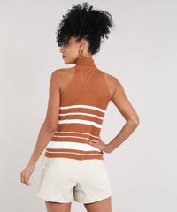 Regata-Feminina-Halter-Neck-Canelada-com-Listras-Gola-Role-Caramelo-9375418-Caramelo_2