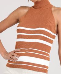 Regata-Feminina-Halter-Neck-Canelada-com-Listras-Gola-Role-Caramelo-9375418-Caramelo_4