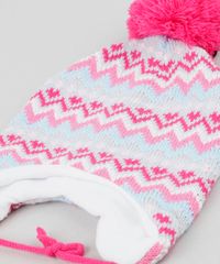 Kit-de-Gorro-Infantil-Estampado-Zigue-Zague-com-Pompom---Luva-em-Trico-Rosa-9361521-Rosa_4