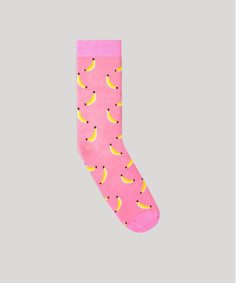 Meia-Masculina-Cano-Alto-Divertida-de-Banana-Rosa-9429296-Rosa_1