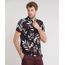 Camisa-Masculina-Estampada-de-Folhagem-Manga-Curta-Preta-9448223-Preto_1