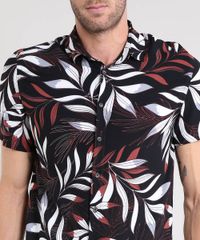 Camisa-Masculina-Estampada-de-Folhagem-Manga-Curta-Preta-9448223-Preto_4