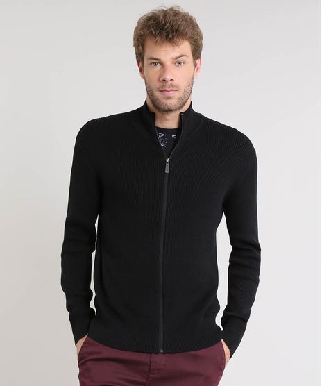 Jaqueta-Masculina-Slim-Fit-Canelada-em-Trico-Preta-9347568-Preto_1