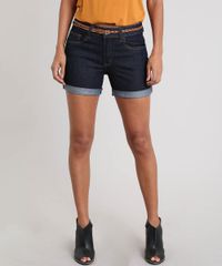 Short-Jeans-Feminino-Midi-com-Barra-Dobrada-e-Cinto-Trancado-Azul-Escuro-9140637-Azul_Escuro_1