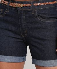 Short-Jeans-Feminino-Midi-com-Barra-Dobrada-e-Cinto-Trancado-Azul-Escuro-9140637-Azul_Escuro_4