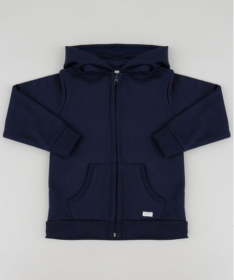 Blusao-Infantil-Basico-Mescla-em-Moletom-Felpado-com-Capuz-e-Bolso-Azul-Marinho-8249882-Azul_Marinho_1