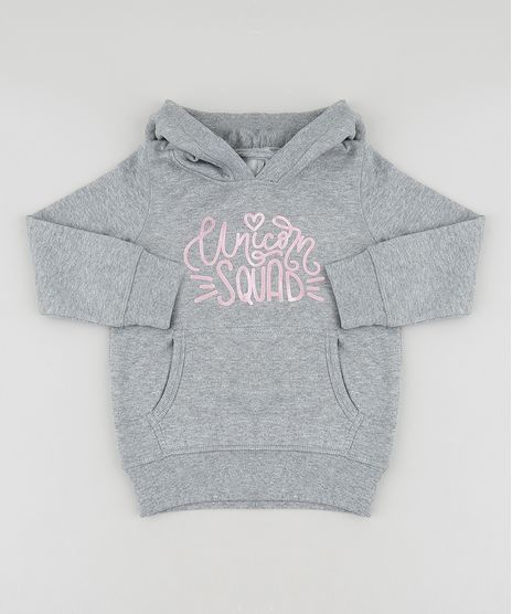 Blusao-Infantil--Unicorn-Squad--com-Capuz-e-Bolso-em-Moletom-Cinza-Mescla-9433655-Cinza_Mescla_1