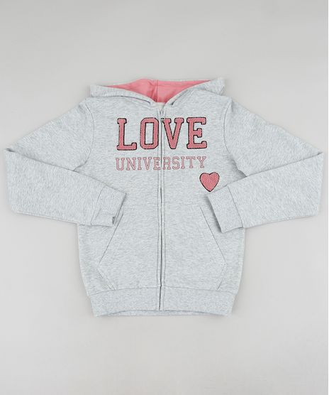 Blusao-Infantil--Love-University--com-Capuz-e-Bolsos-em-Moletom-Cinza-Mescla-9381601-Cinza_Mescla_1