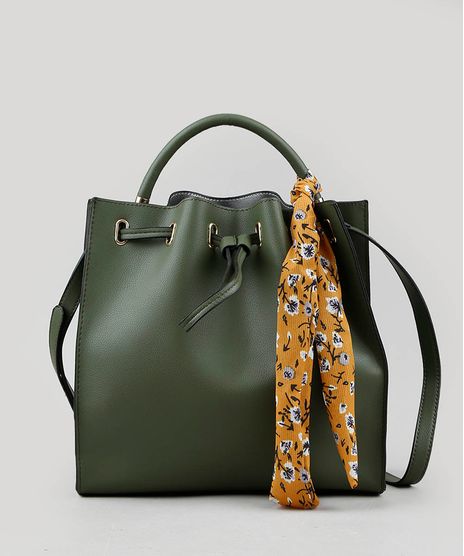 Bolsa-Feminina-Bucket-Media-com-Lenco-Estampado-Floral-Verde-Militar-9255539-Verde_Militar_1