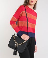 Bolsa-Feminina-Transversal-Media-com-Corrente-e-Tassel-Preta-9385568-Preto_2