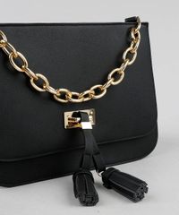 Bolsa-Feminina-Transversal-Media-com-Corrente-e-Tassel-Preta-9385568-Preto_5