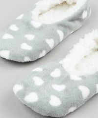 Meia-Sapatilha-Feminina-em-Pelucia-Estampada-de-Coracoes-Verde-9392523-Verde_2