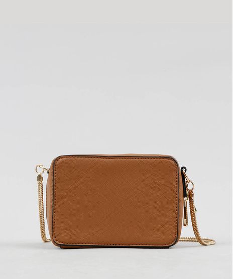 Bolsa-Feminina-Transversal-Pequena-com-Alca-Corrente--Caramelo-9227650-Caramelo_1