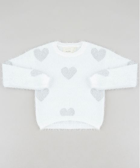 Sueter-Infantil-em-Trico-Felpado-Estampado-de-Coracoes-Off-White-9347810-Off_White_1