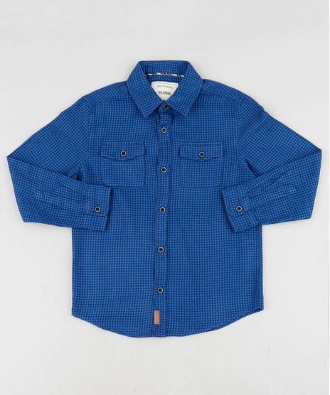 Camisa-Infantil-Estampada-Xadrez-com-Bolsos-Manga-Longa-Azul-9382073-Azul_1