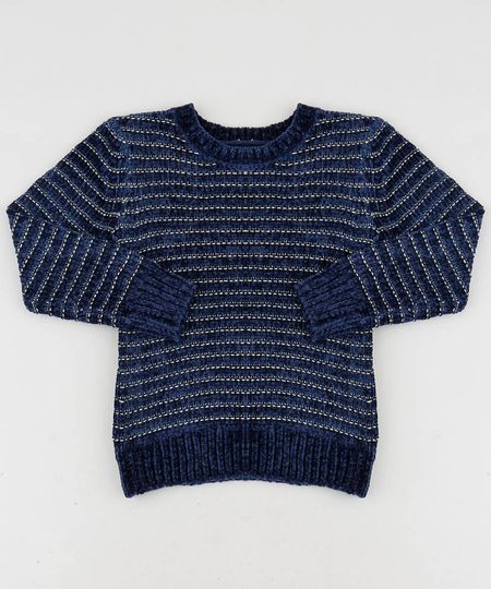 Sueter-Infantil-em-Trico-de-Chenille-com-Lurex-Azul-Marinho-9347621-Azul_Marinho_1