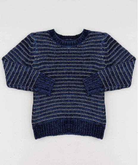 Sueter-Infantil-em-Trico-de-Chenille-com-Lurex-Azul-Marinho-9347621-Azul_Marinho_1