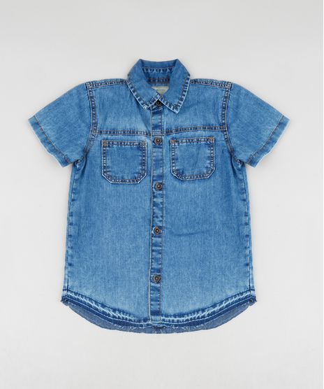 Camisa-Jeans-Infantil-com-Bolsos-Manga-Curta-Azul-Medio-9460121-Azul_Medio_1