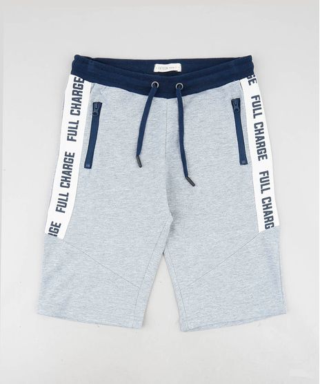 Bermuda-Infantil-em-Moletom-com-Faixa-Lateral-Estampada-Cinza-Mescla-Claro-9361437-Cinza_Mescla_Claro_1