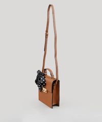 Bolsa-Feminina-Transversal-Pequena-com-Lenco-Estampado-de-Poa--Caramelo-9250428-Caramelo_3