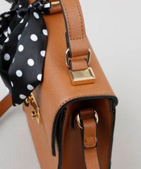 Bolsa-Feminina-Transversal-Pequena-com-Lenco-Estampado-de-Poa--Caramelo-9250428-Caramelo_5