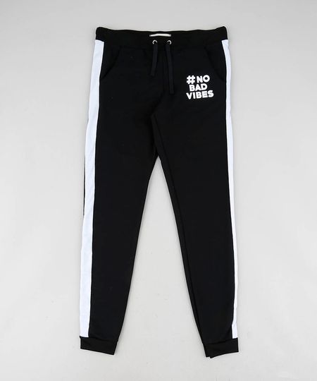 Calca-Infantil--No-Bad-Vibes--em-Moletom-com-Faixa-Lateral-Preta-9457381-Preto_1 Calca-Infantil--No-Bad-Vibes--em-Moletom-com-Faixa-Lateral-Preta-9457381-Preto_1