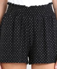 Short-Feminino-Estampado-de-Poa-com-Babado-Preto-9508480-Preto_4