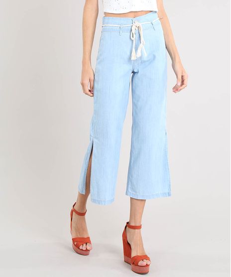 Calca-Jeans-Feminina-Pantacourt-com-Fenda-e-Cordao-Azul-Claro-9532108-Azul_Claro_1