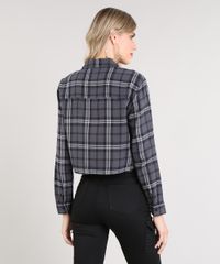 Camisa-Feminina-Cropped-em-Flanela-Estampada-Xadrez-Manga-Longa-Chumbo-9440464-Chumbo_2