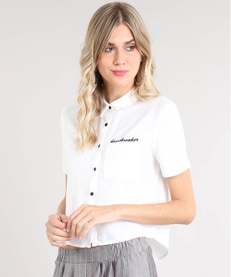 Camisa-Feminina--Heartbreaker--com-Bolso-Manga-Curta-Off-White-9454529-Off_White_1