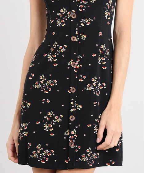 vestido floral preto