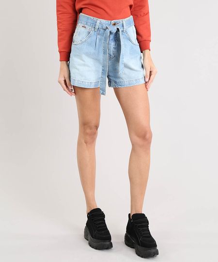Short-Jeans-Feminino-Mom-Clochard-com-Faixa-para-Amarrar-Azul-Claro-9532114-Azul_Claro_1