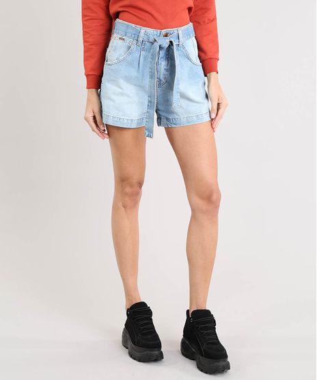Short-Jeans-Feminino-Mom-Clochard-com-Faixa-para-Amarrar-Azul-Claro-9532114-Azul_Claro_1