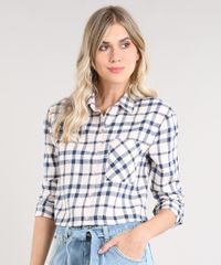 Camisa-Feminina-Cropped-em-Flanela-Estampada-Xadrez-Manga-Longa-Rose-9440464-Rose_1