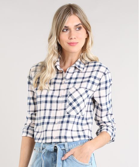 Camisa-Feminina-Cropped-em-Flanela-Estampada-Xadrez-Manga-Longa-Rose-9440464-Rose_1