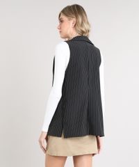 Colete-Feminino-Longo-Estampado-Risca-de-Giz-com-Fendas-Preto-9502290-Preto_2