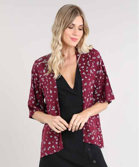 Kimono-Feminino-Estampado-Floral-Manga-Curta-Vinho-9492014-Vinho_1