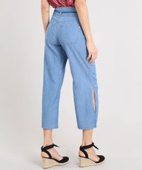 Calca-Jeans-Feminina-Pantacourt-com-Fenda-e-Cordao-Azul-Medio-9532109-Azul_Medio_2