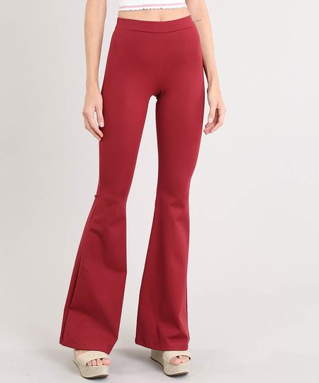Calça Feminina Flare em Malha Vinho - P Menor preço em Calça Feminina Flare em Malha Vinho - P