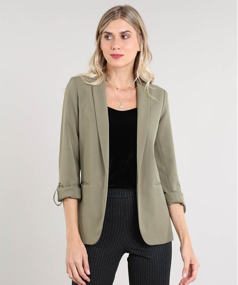 Blazer-Feminino-Acinturado-com-Martingale-Verde-Militar-9420528-Verde_Militar_1