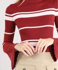 Blusa-Feminina-Listrada-em-Trico-Manga-Sino-Gola-Alta-Cobre-9349827-Cobre_4