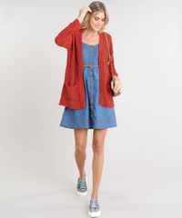 Capa-Feminina-em-Trico-Texturizado-com-Bolsos-Laranja-Escuro-9345841-Laranja_Escuro_3