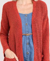 Capa-Feminina-em-Trico-Texturizado-com-Bolsos-Laranja-Escuro-9345841-Laranja_Escuro_4