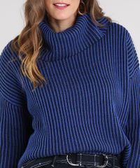 Sueter-Feminino-Oversized-Listrado-em-Trico-Gola-Role-Azul-Royal-9430166-Azul_Royal_4