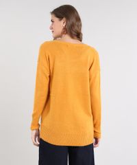 Sueter-Feminino-Amplo-em-Trico-Decote-V-Mostarda-9360888-Mostarda_2