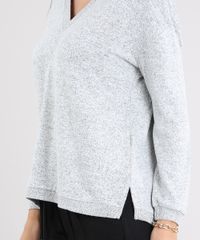 Sueter-Feminino-Amplo-em-Trico-Decote-V-Cinza-Mescla-Claro-9343586-Cinza_Mescla_Claro_4