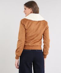 casaco suede com pelo feminino